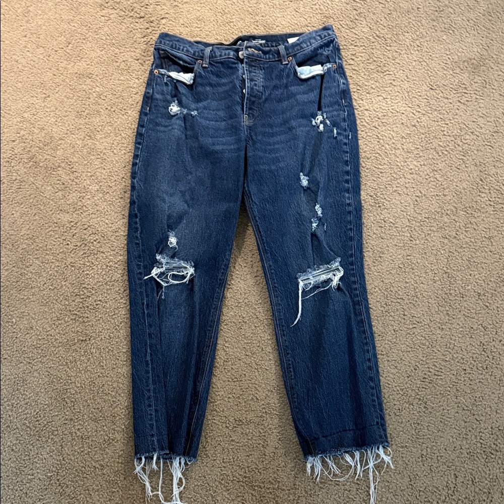 Women’s old navy slouchy straight jeans size 12 tall dark denim